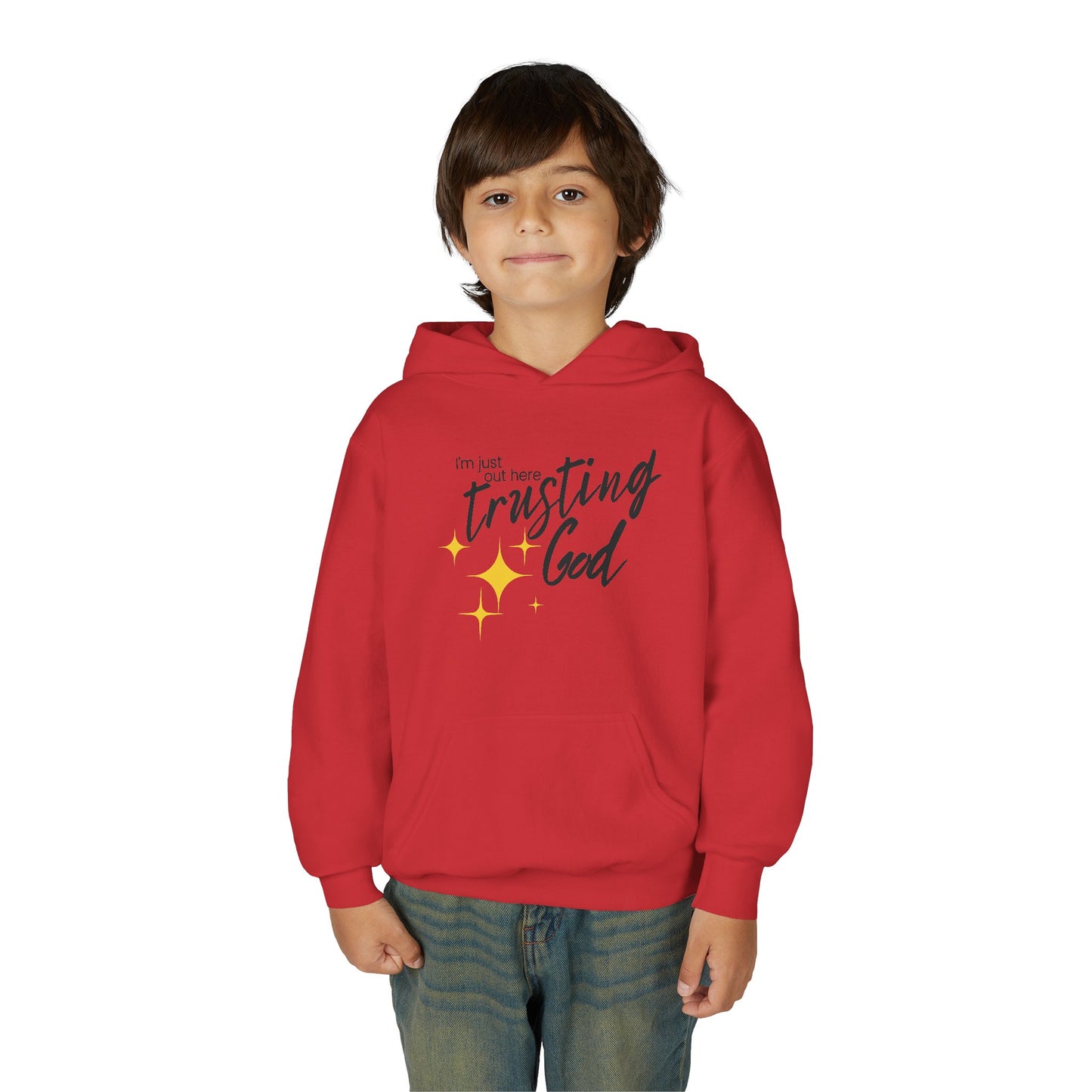 I'm Just Out Here Trusting God - Youth Hooded Sweatshirt