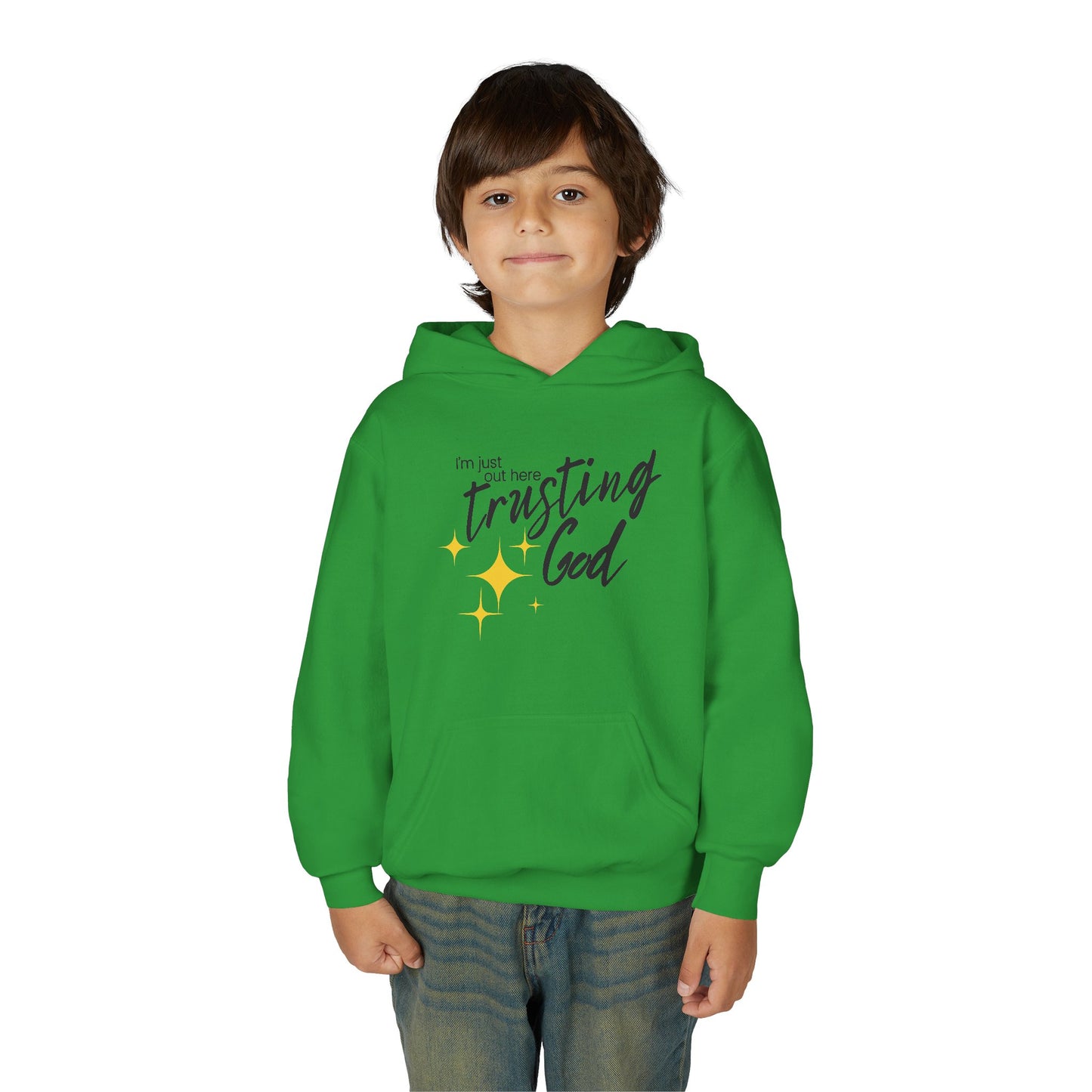I'm Just Out Here Trusting God - Youth Hooded Sweatshirt