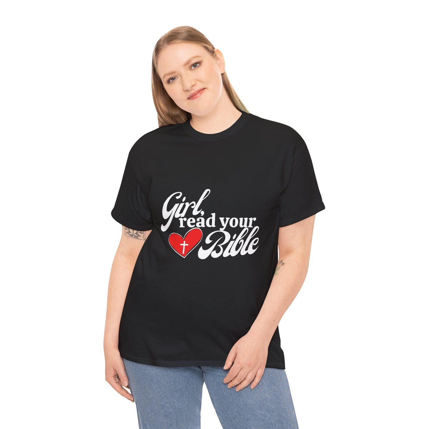 Girl, Read Your Bible Unisex Heavy Cotton Tee - Faith-Based Apparel, Christian Gift, Casual Outfit, Religious T-Shirt, Inspirational Fashion