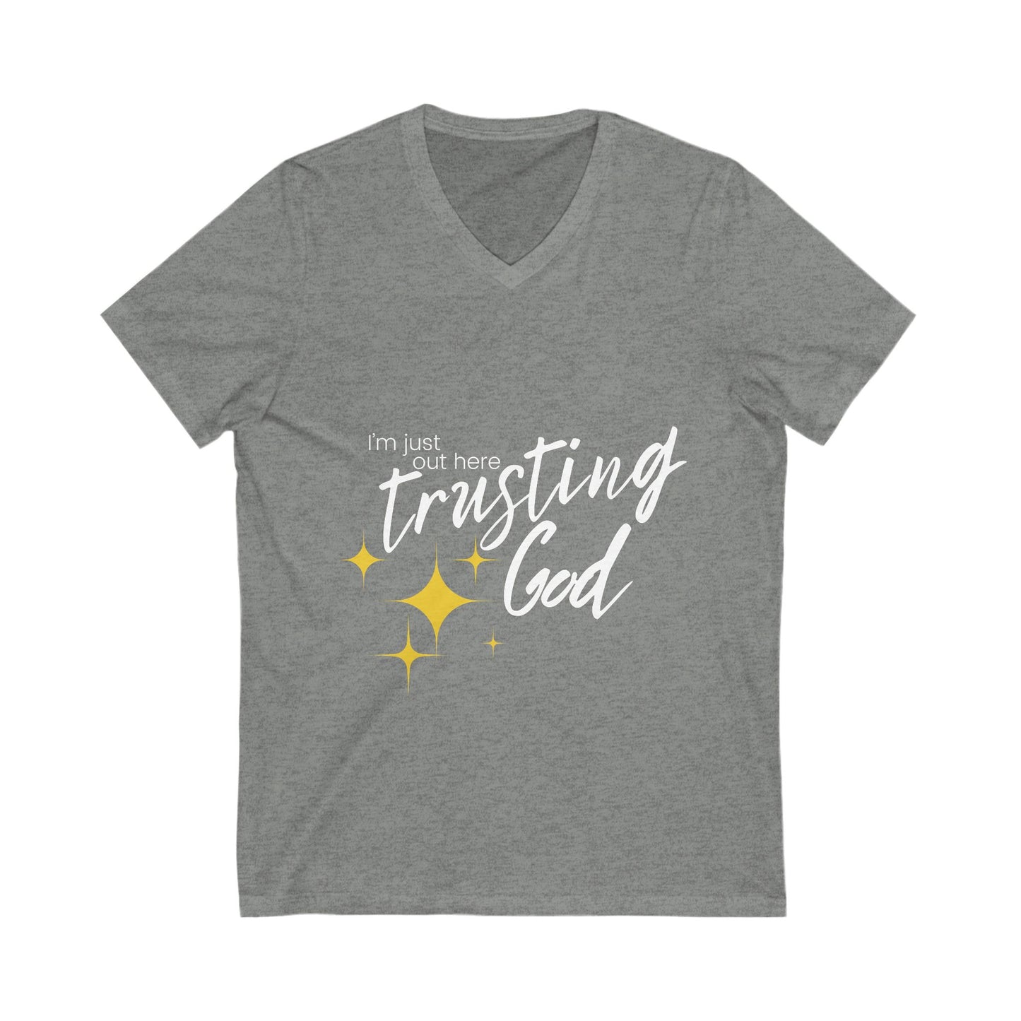 I'm Just Out Here Trusting God V-Neck Tee - Lightweight and Stylish
