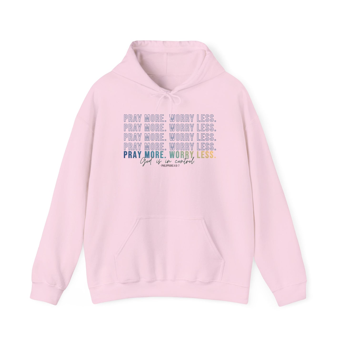 Pray More Worry Less 2.0 Christian Hoodie, Inspirational Sweatshirt, Cozy Gift for Her, Motivation Apparel, Self-Care Reminder