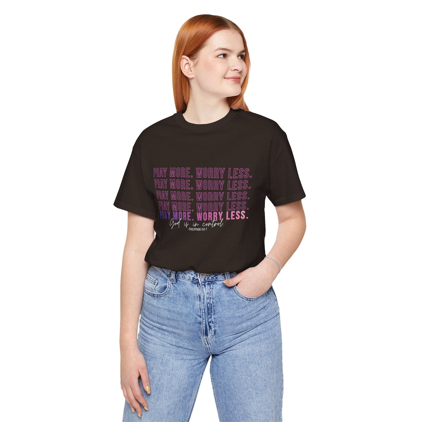 Pray More Worry Less Unisex Tee, Inspirational Shirt, Casual Everyday Wear, Faith-Based Gift, Uplifting Fashion