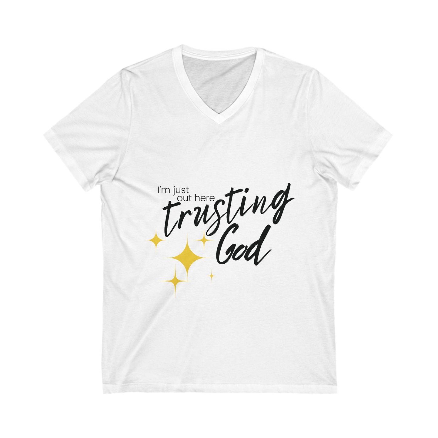 I'm Just Out Here Trusting God V-Neck Tee - Lightweight and Stylish