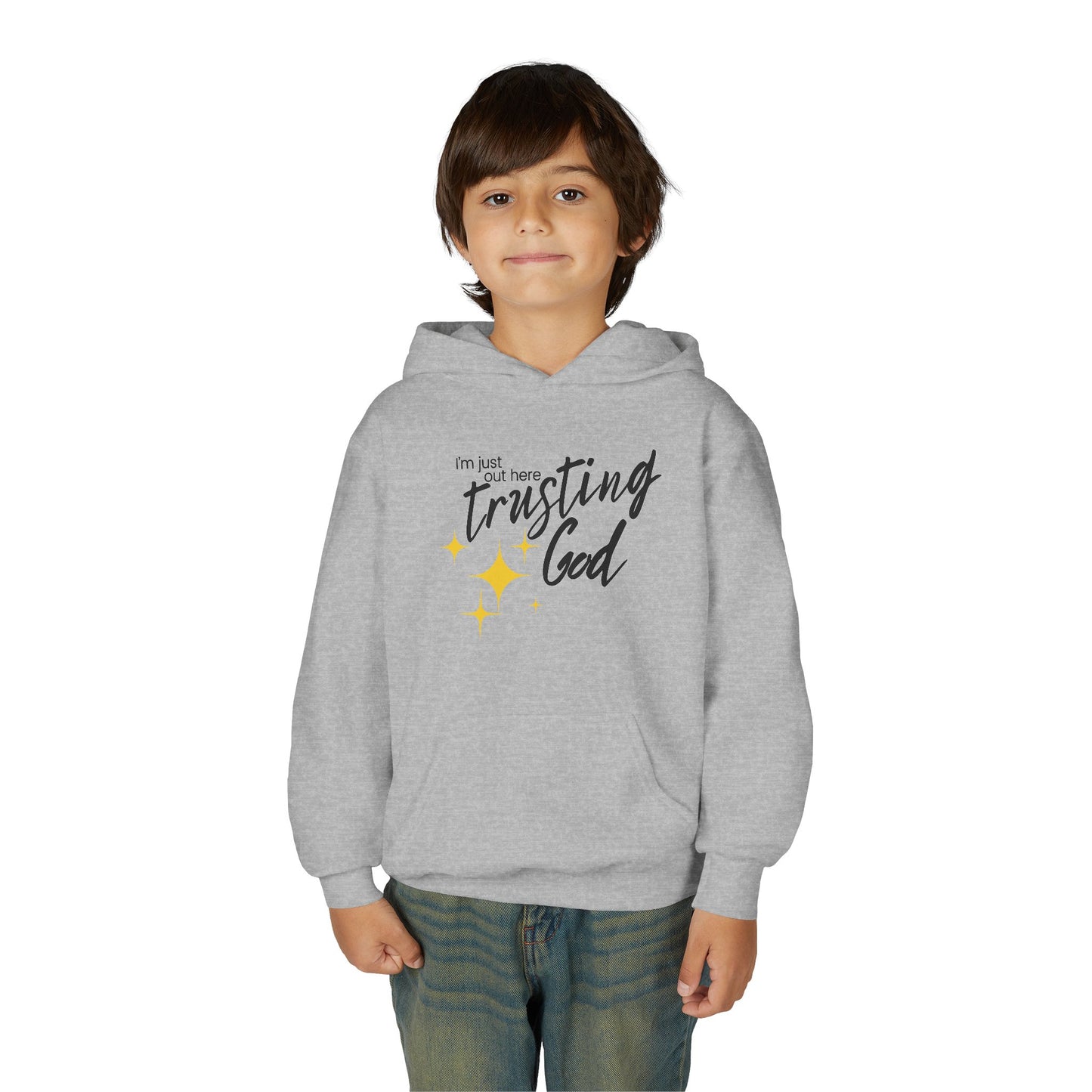 I'm Just Out Here Trusting God - Youth Hooded Sweatshirt