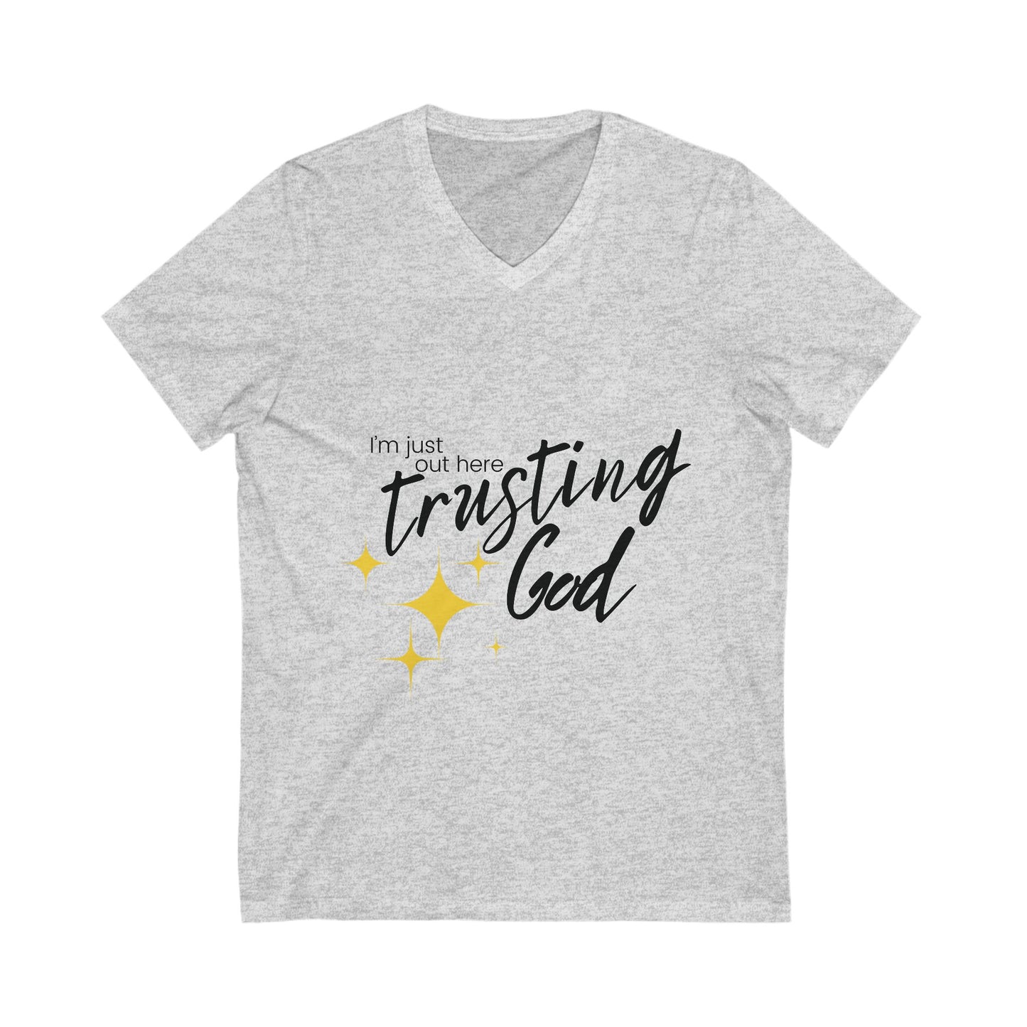 I'm Just Out Here Trusting God V-Neck Tee - Lightweight and Stylish
