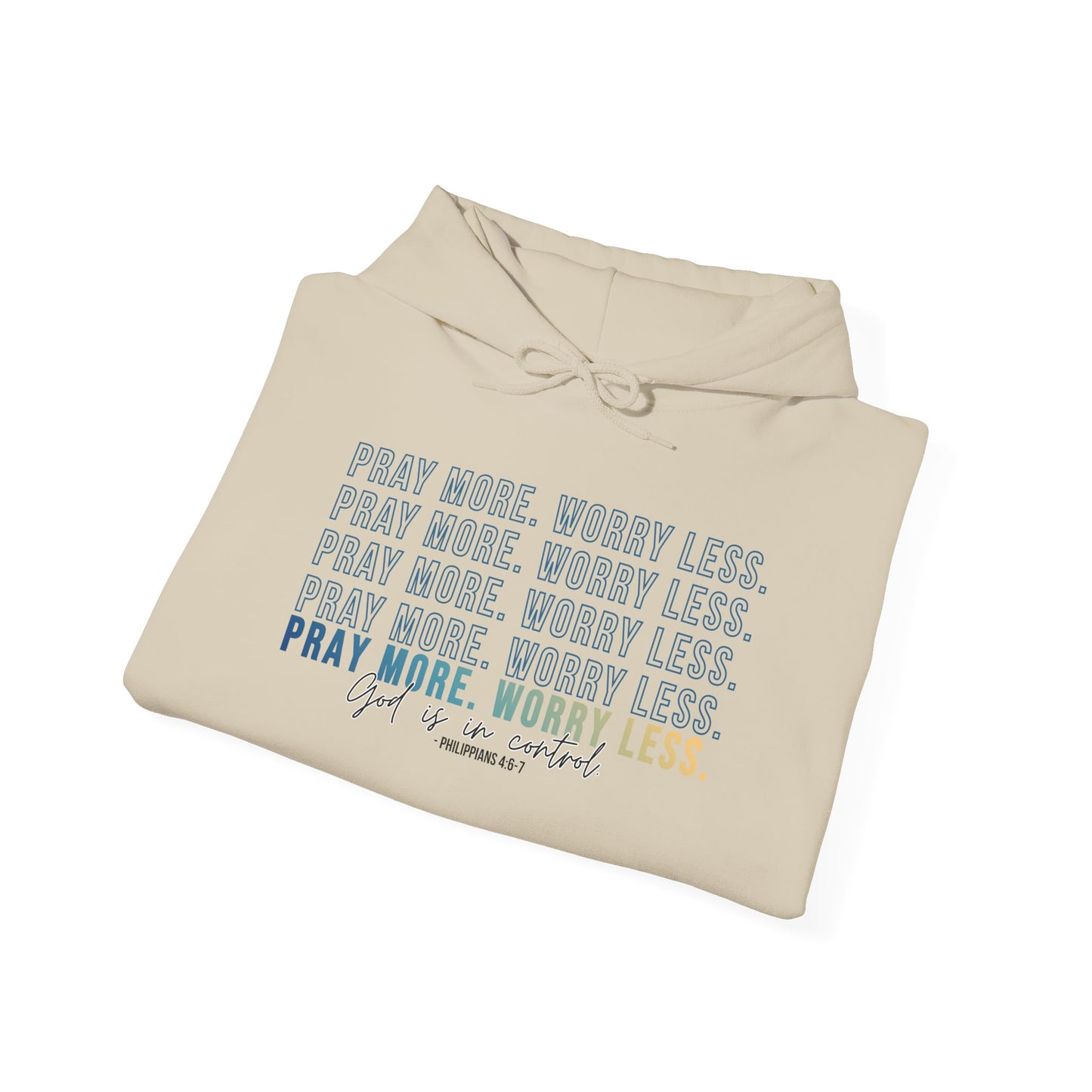 Pray More Worry Less 2.0 Christian Hoodie, Inspirational Sweatshirt, Cozy Gift for Her, Motivation Apparel, Self-Care Reminder