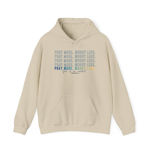 Pray More Worry Less 2.0 Christian Hoodie, Inspirational Sweatshirt, Cozy Gift for Her, Motivation Apparel, Self-Care Reminder