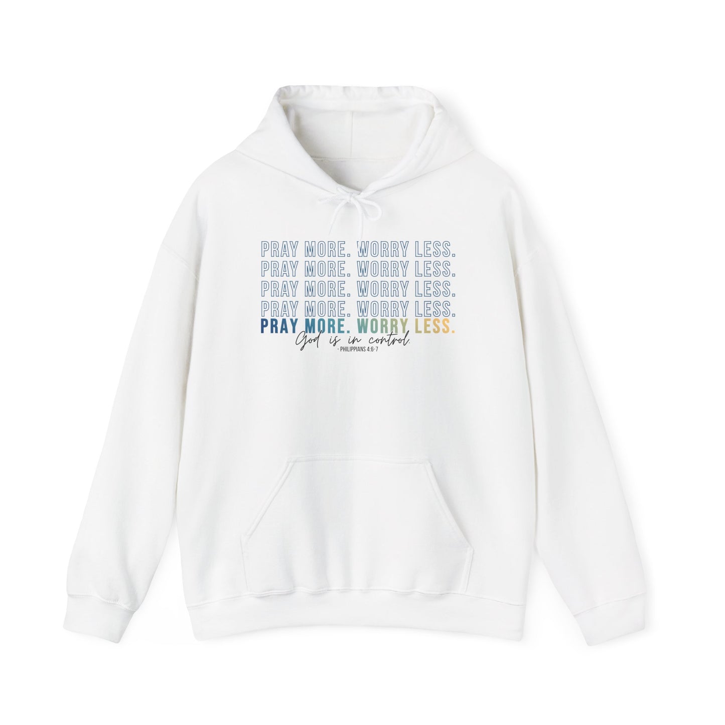 Pray More Worry Less 2.0 Christian Hoodie, Inspirational Sweatshirt, Cozy Gift for Her, Motivation Apparel, Self-Care Reminder