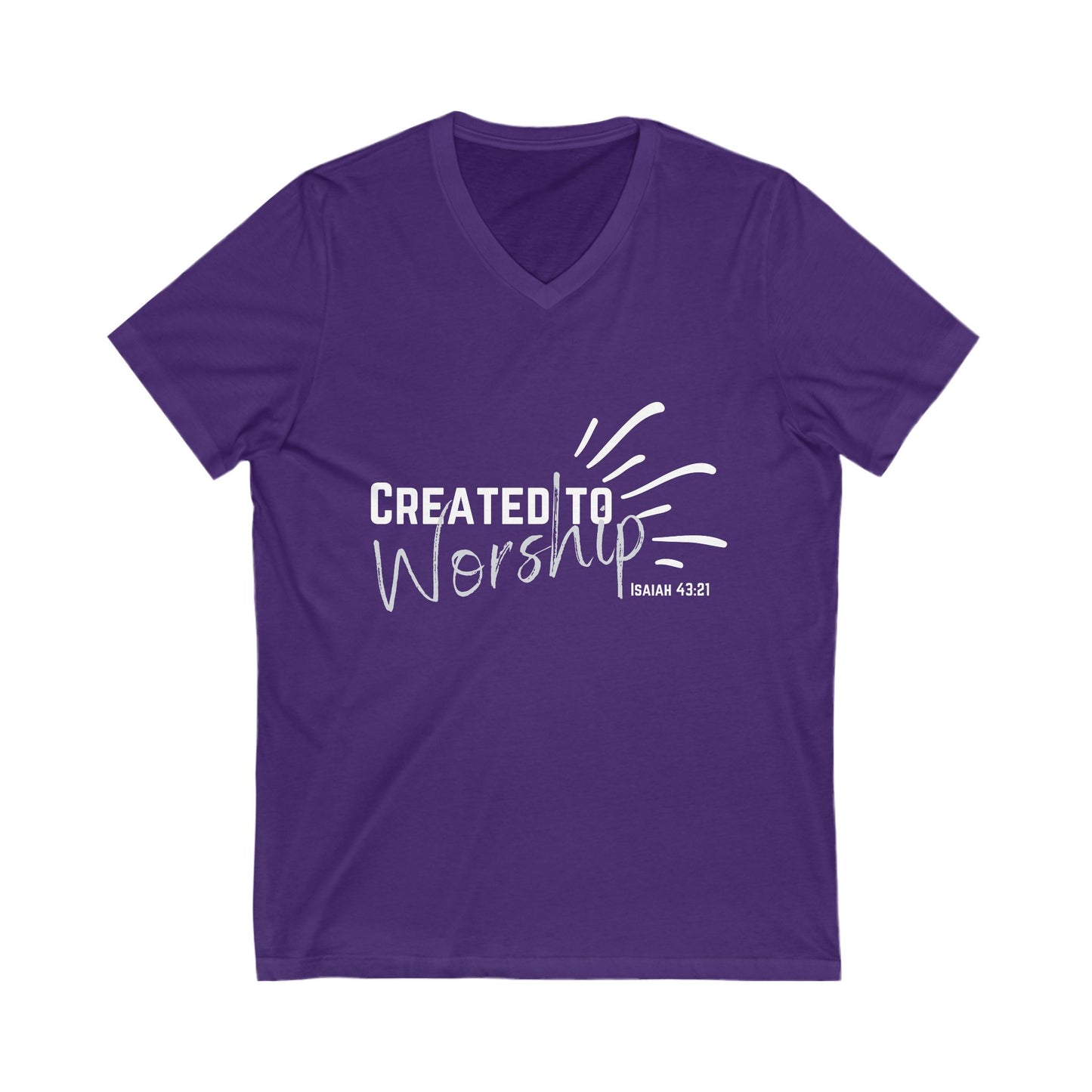 Created to Worship V-Neck Tee, Unisex Christian T-Shirt, Faith Apparel, Inspirational Gift, Spiritual Fashion, Bible Verse Shirt